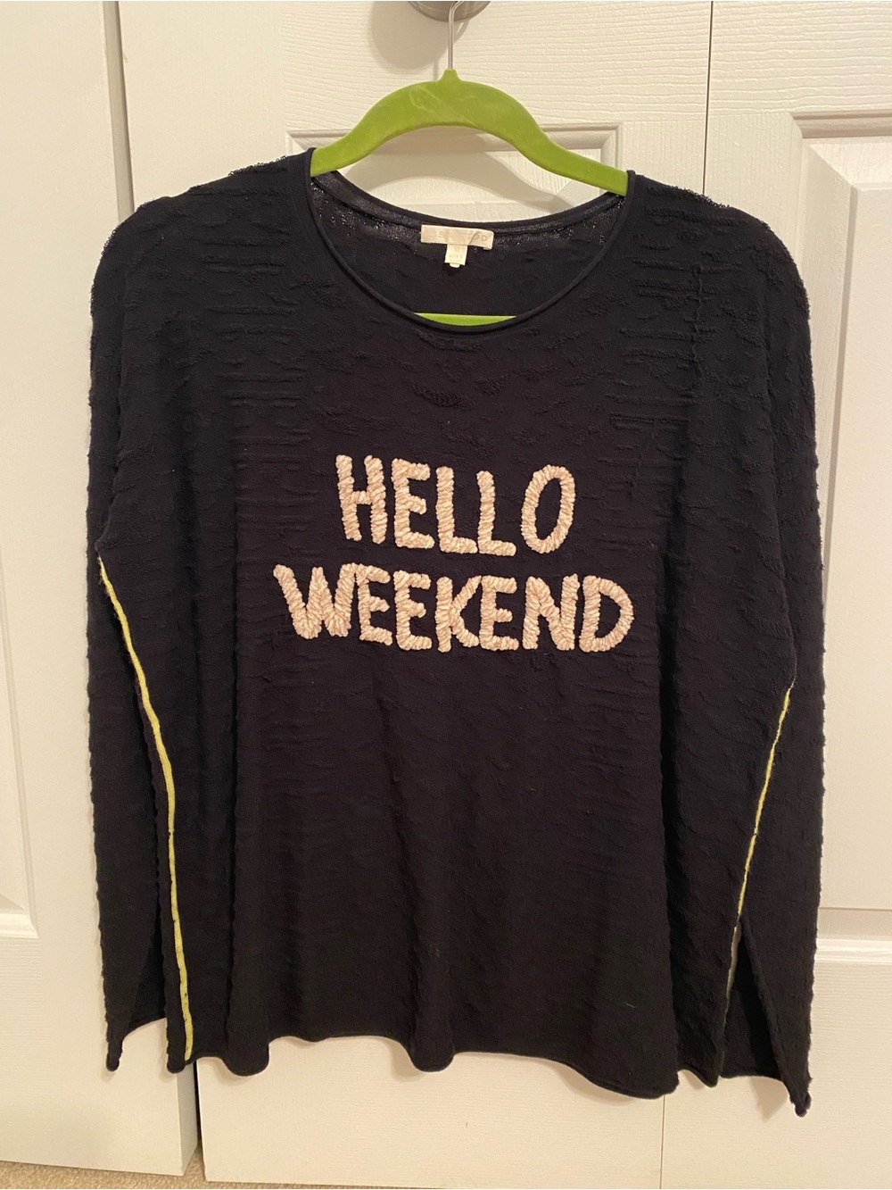 Lisa Todd Black Knit Top with Hello Weekend - Picture 2 of 7